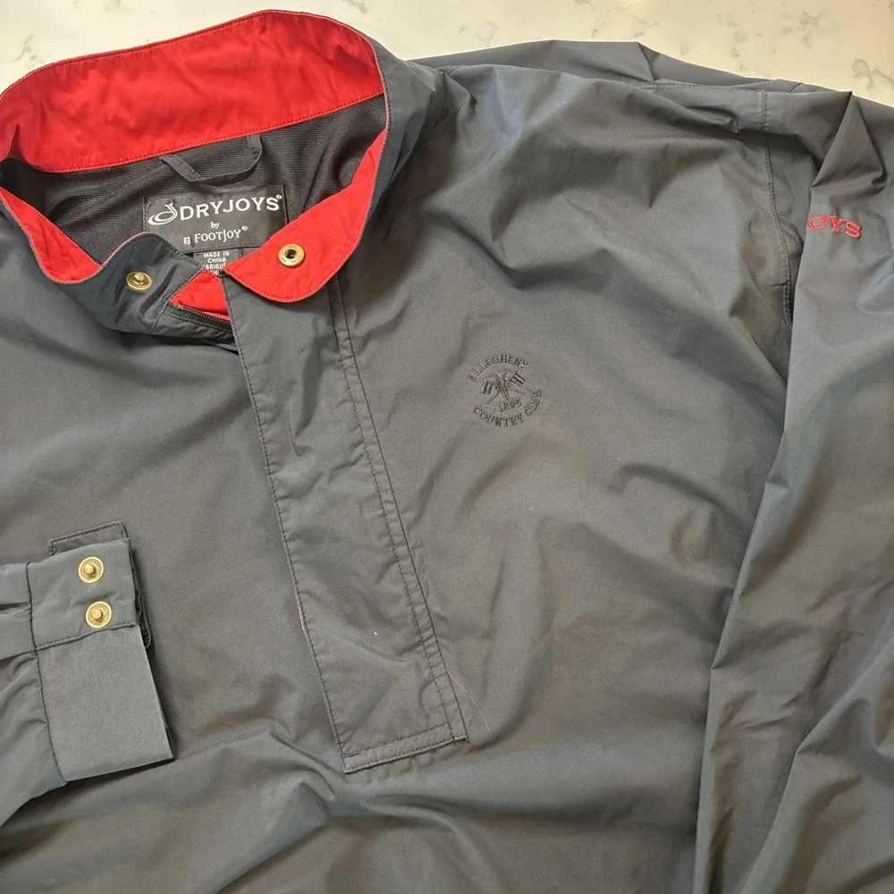 Footjoy Dryjoys Golf Waterproof 1/2 Zip Snap‎ Allegheny Country Club Black SZ LG